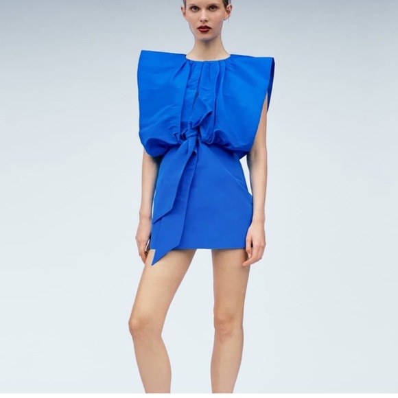 ZARA NEW WOMAN VOLUMINOUS TOP DRESS LIMITED EDITION BLUISH REF: 3377/660 - Picture 3 of 11